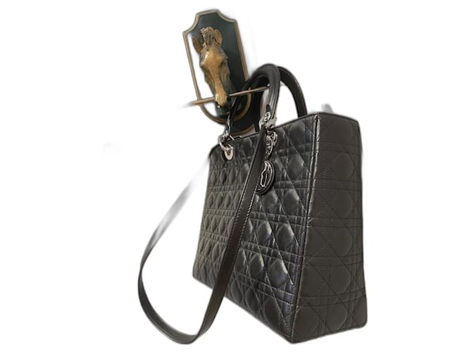 Lady dior leather handbag Dior Black in Leather - 38878943