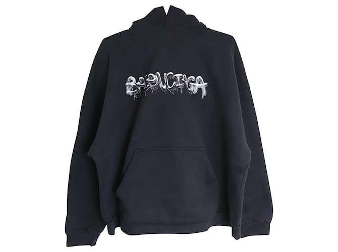 Balenciaga Slime Logo Hooded Sweatshirt in Black Cotton  ref.967091