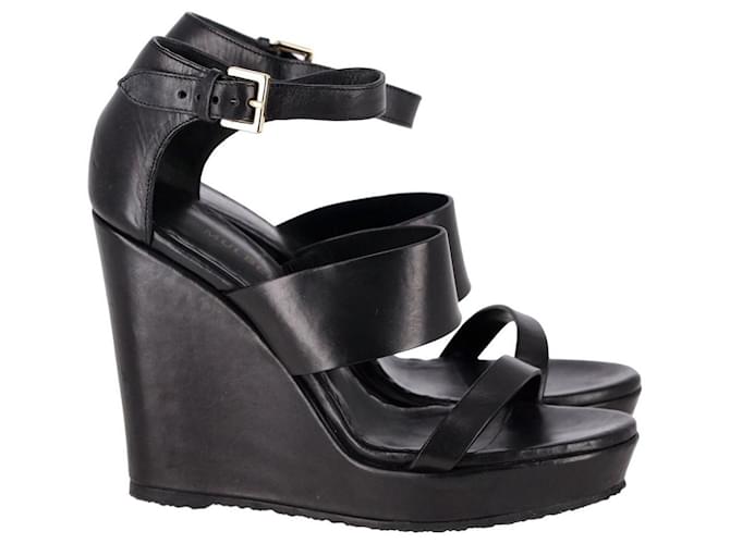 Mulberry Lizzie Wedges in Black Leather  ref.967110