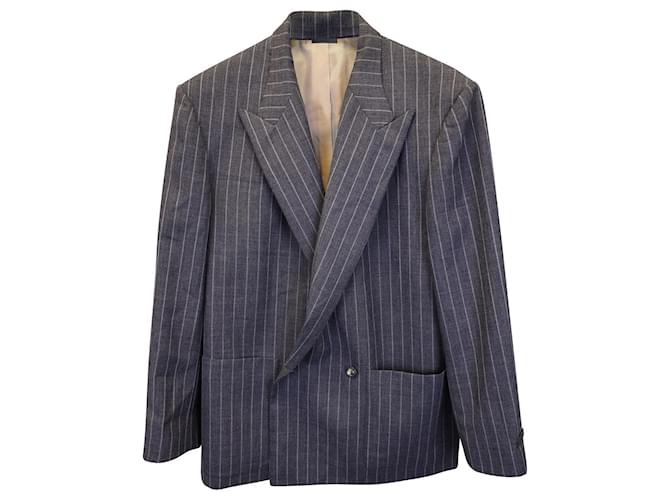 Fear of God The Suit Jacket Blazer a rayas con botonadura forrada en lana gris  ref.967144