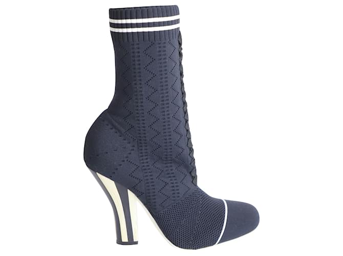 Stivaletti Fendi Colibri Sock in maglia stretch in nylon nero  ref.967152