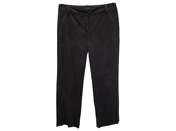 Pantalones rectos de pana Giorgio Armani en algodón gris marrón  ref.967158