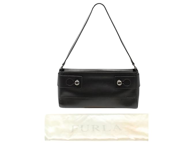 Furla Metal Embellished Shoulder Bag in Black Leather  ref.967161