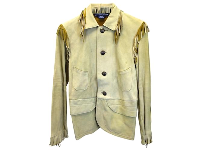 Ralph Lauren Fringed Jacket in Beige Leather  ref.967162