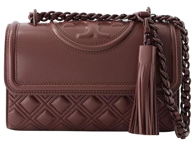 Fleming Small Convertible Bag - Tory Burch - Leather - Brown Pony-style calfskin  ref.967165
