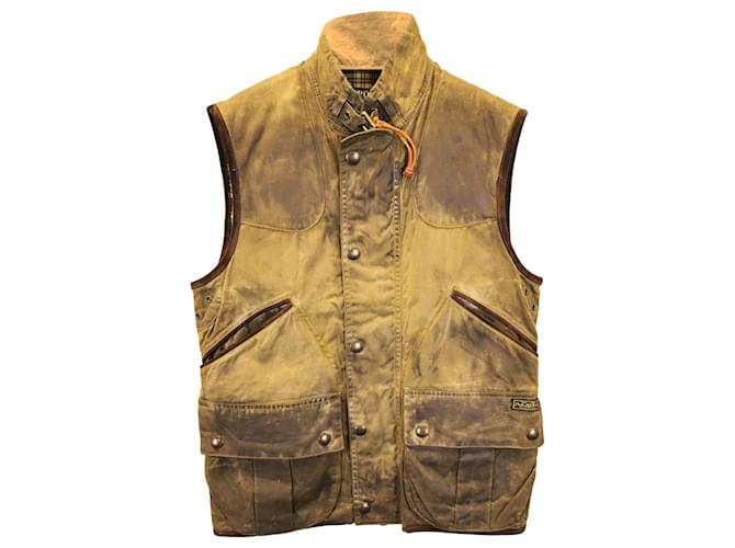 Polo Ralph Lauren Waxed Vest in Green Cotton  ref.967175