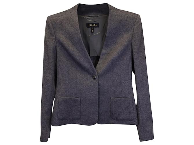 Blazer sin cuello Escada en cachemir gris Cachemira Lana  ref.967186