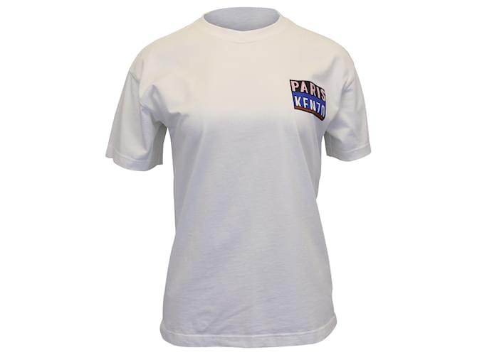 T-shirt Kenzo Paris con stampa logo in cotone bianco  ref.967187