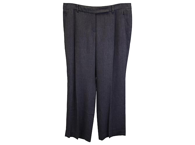 Akris Straight-leg Trousers in Dark Grey Linen  ref.967210