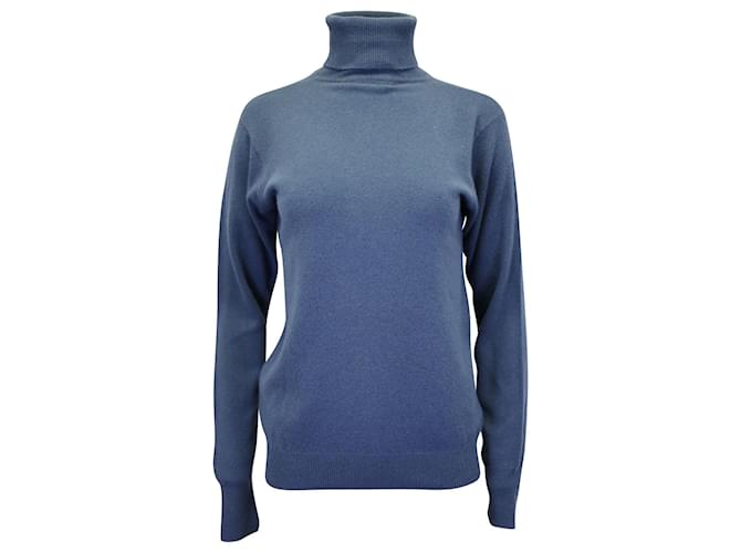 Ralph Lauren Turtleneck Knit Sweater in Blue Wool Cashmere  ref.967212