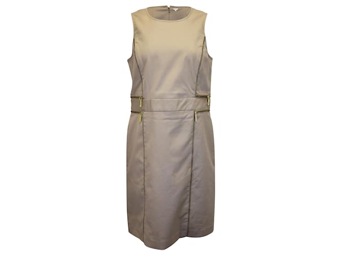 Michael Kors Kleid mit Reißverschlussdetail aus beiger Baumwolle  ref.967218