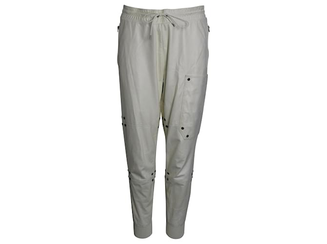 Tom Ford Pantalones de chándal con cordón en cuero blanco  ref.967245