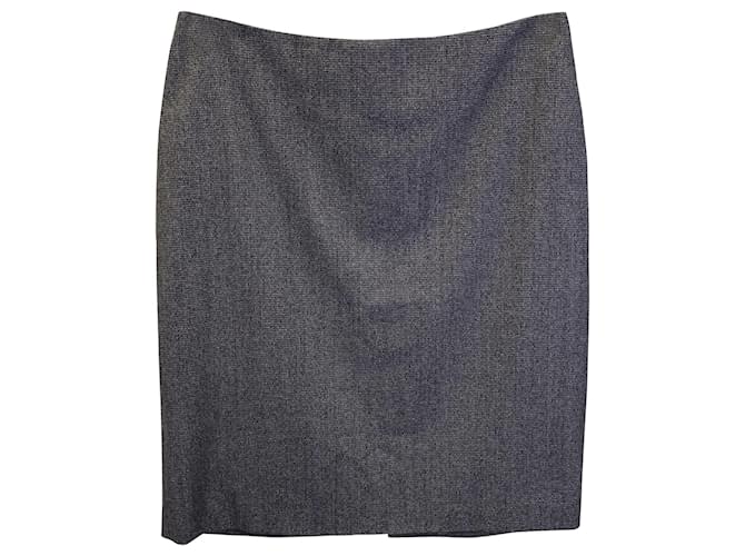 Giorgio Armani Striped Mini Pencil Skirt in Grey and Black Virgin Wool Blend  ref.967246