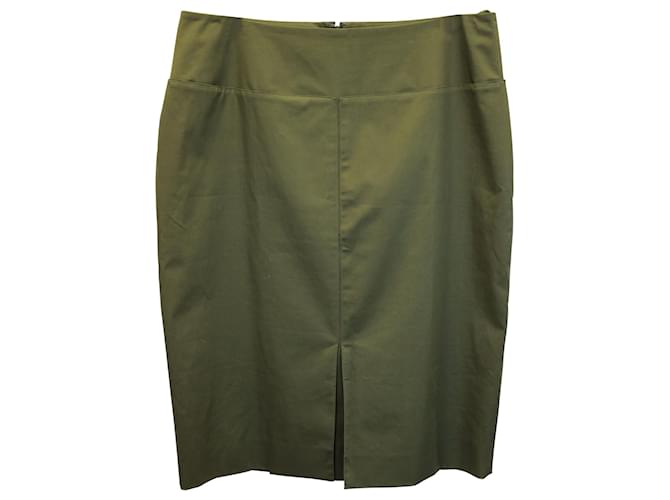Yves Saint Laurent Rive Gauche Above-knee Pencil Skirt in Olive Green Poly-Cotton Polyester  ref.967260