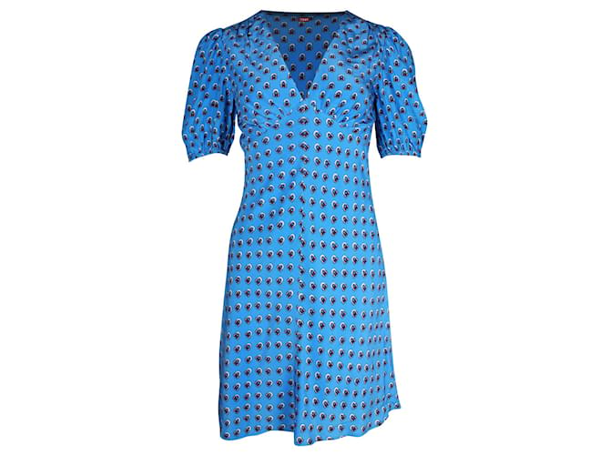 Staud Milla Floral Print Mini Dress in Blue Rayon Cellulose fibre  ref.967266
