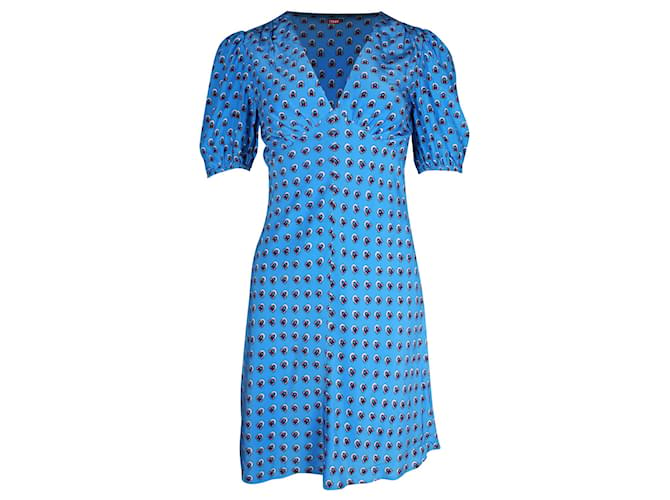 Staud Milla Floral Print Mini Dress in Blue Rayon Cellulose fibre  ref.967267