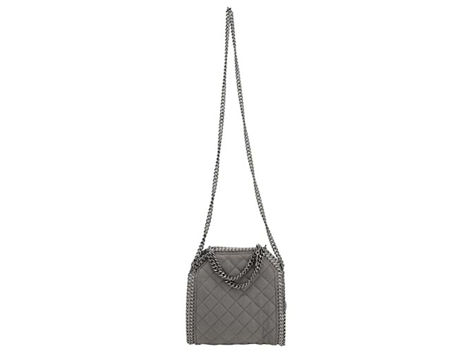 Stella Mc Cartney Stella McCartney Falabella Mini Quilted Tote Bag in Grey Faux Leather Synthetic Leatherette  ref.967272