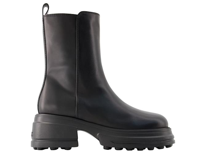 Gomma Tronchetto Boots - Tod's - Leather - Black  ref.967326