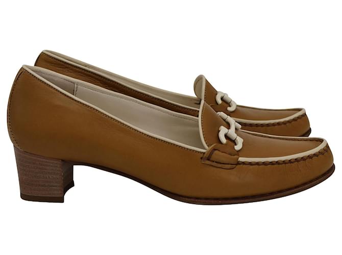 Salvatore Ferragamo Gancini Low Block Heel Loafers in Brown Leather  ref.967338