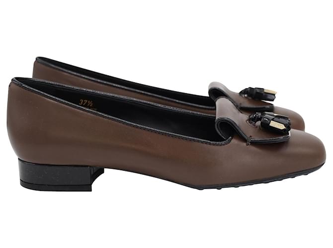 Tod's Tassel Slip-on Loafers in Brown Leather  ref.967339