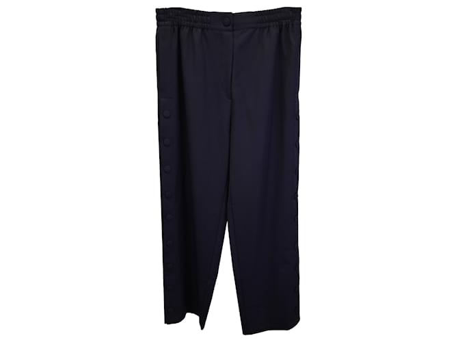 Pantalón Joseph de lana azul marino con cintura elástica y botones laterales  ref.967345
