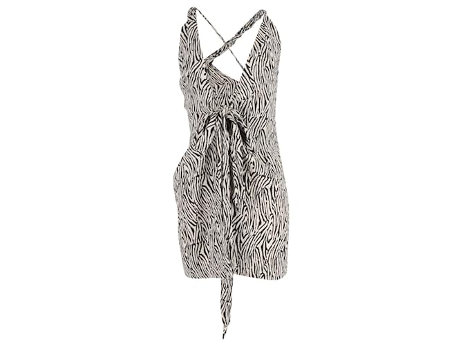 Mini-robe portefeuille en crêpe froissé Nanushka en viscose à imprimé animal Fibre de cellulose  ref.967346