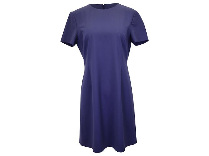 Minivestido Theory de manga curta em lã azul marinho