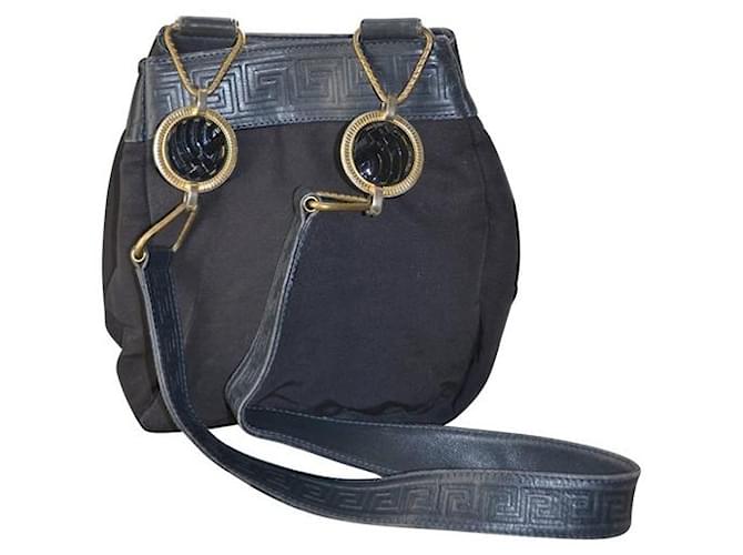 gianni versace bucket bag Dark blue Leather Cloth  ref.967420