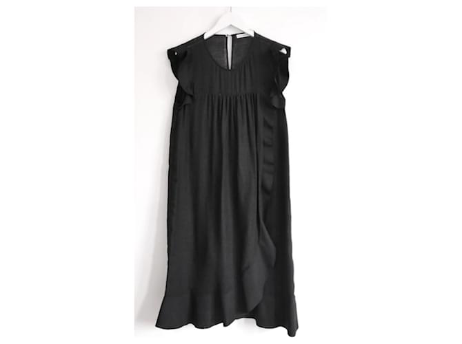 Isabel Marant Etoile Black Silk Ruffled Dress Resin  ref.967423