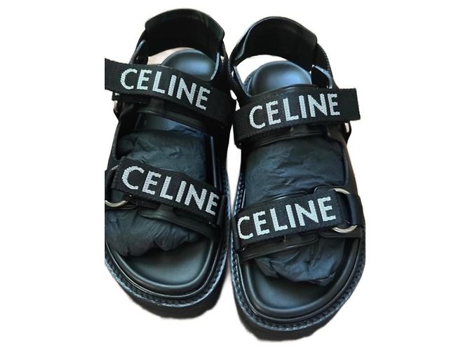 Céline Bulky Sandalen Leder Schwarz 37
