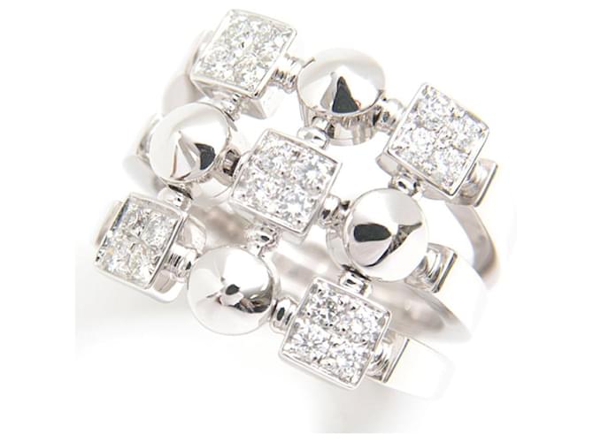 Bulgari *Bvlgari Ring Women's Lucia Diamond Ring No. 12.5 White Gold BVLGARI 750WG Used  White Gold Silvery  ref.967617