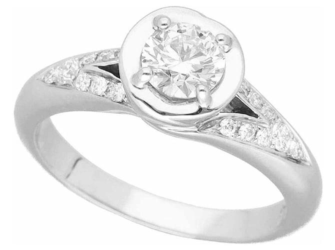 Bulgari * Anel de diamante VLGARI Bvlgari Incontro DAMORE 8 Tamanho sobre 7 #47  Solitário de anel de platina [usado] Prata  ref.967619