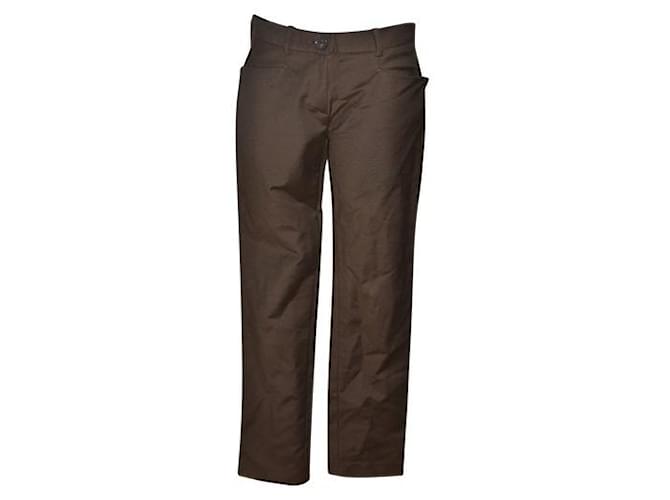 Pinko pantalones Marrón oscuro Sintético Algodón  ref.967637
