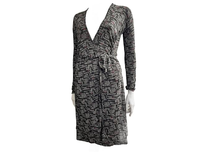 Joseph Wrap dress with an abstract pattern Black Multiple colors Viscose Elastane  ref.967646