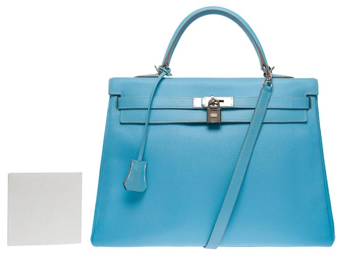 Hermès Hermes Kelly Tasche 35 aus blauem Leder - 101266  ref.967669