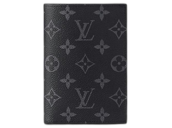 Louis Vuitton Eclipse de la cubierta del pasaporte LV Negro Lienzo  ref.967694
