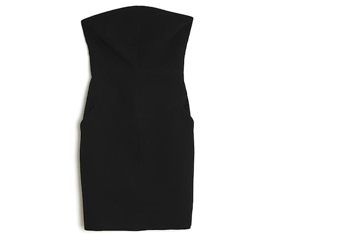 Chanel 1999Un vestido bustier ES38 De color negro Lana  ref.967760