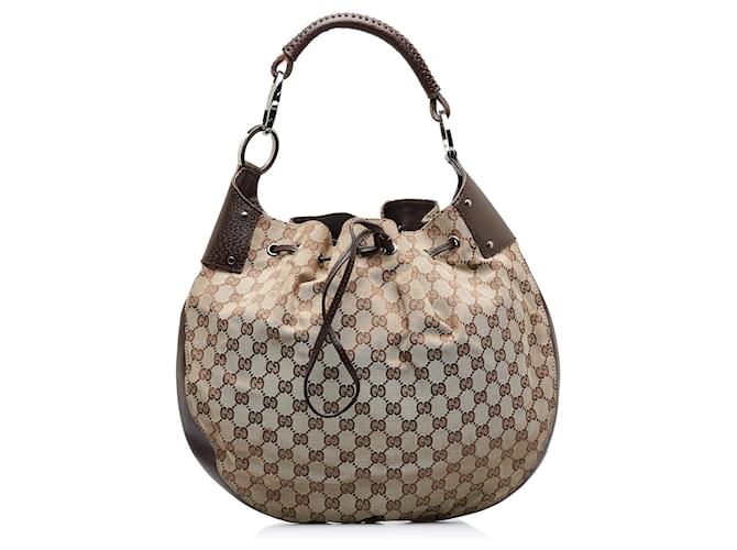 New Gucci Brown GG Canvas Hobo Bag