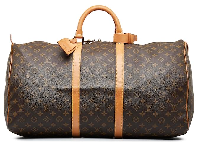 LOUIS VUITTON Keepall 55 Bag In Brown Monogram Canvas For Sale at