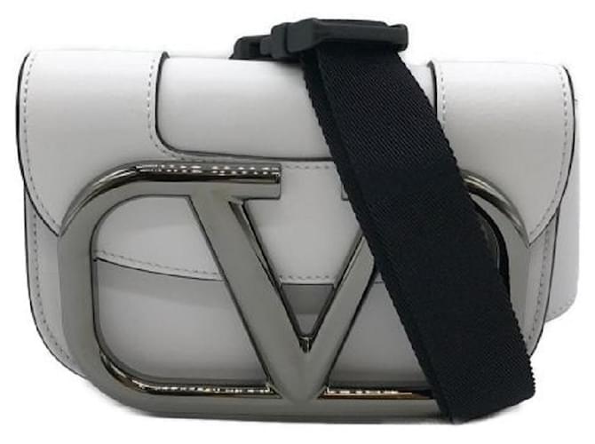 ****VALENTINO GARAVANI White X Black Super Vee Waist Bag Leather  ref.968122