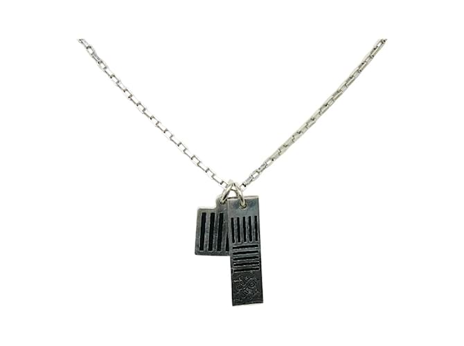 Louis Vuitton Damier Black Necklace Silvery Enamel ref.968131 - Joli Closet