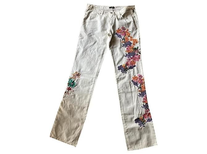 Versace Jeans Couture calça, leggings Branco Multicor Algodão  ref.968175