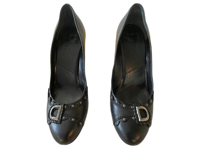 Dior Black Leather Heels Size 40