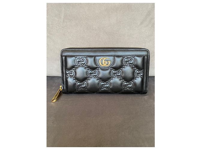 Gucci GG Matelasse Geldbörse Schwarz Leder