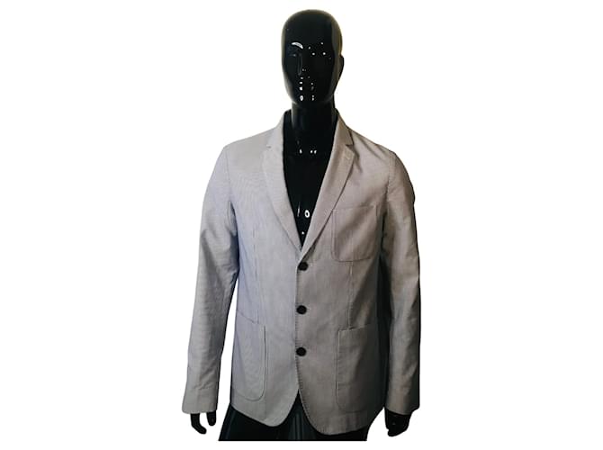 Autre Marque Balibaris striped jacket White Navy blue Cotton Polyester  ref.968374