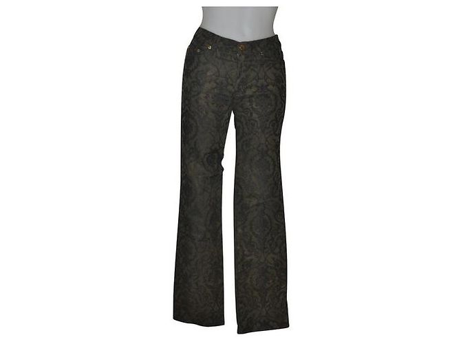 Pantaloni slim Roberto Cavalli con decoro damascato Multicolore