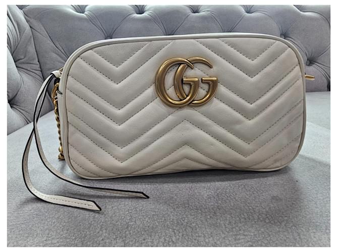 Gucci Pre-owned Small GG Marmont Camera Bag - White