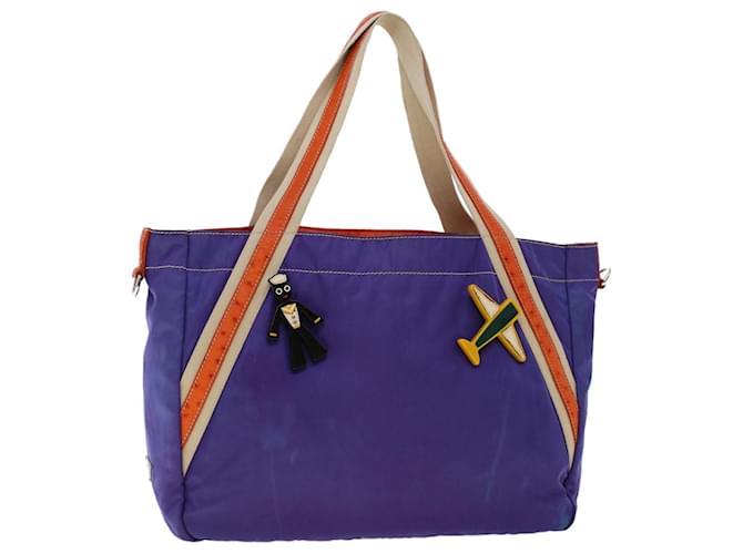 PRADA Tote Bag Nylon Purple Orange Auth bs6261  ref.968741