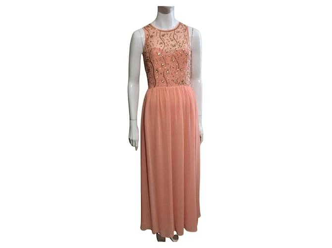 Jenny Packham Peach evening gown with sequins and rhinestones Polyester  ref.968858