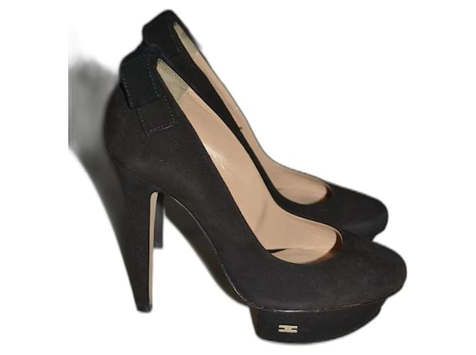 Elisabetta Franchi décolletés Daim Noir  ref.968894